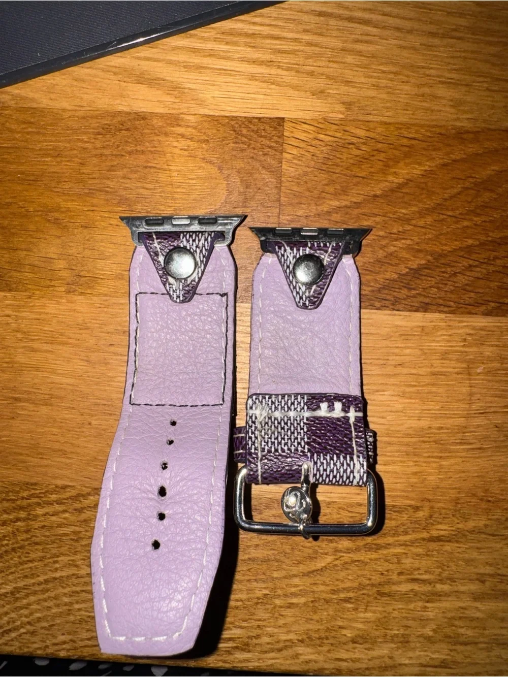Louis Vuitton Purple Damier Apple Watch Strap with Logo Patch